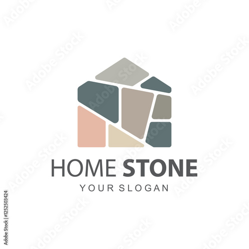 Home Stone Logo  zenstone  balance stone logo with Geometric Arch Design