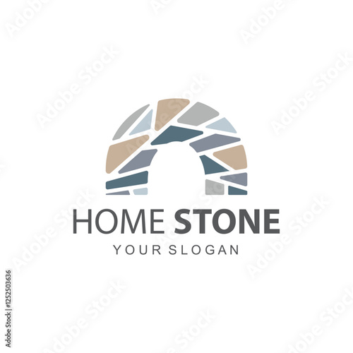 Home Stone Logo  zenstone  balance stone logo with Geometric Arch Design