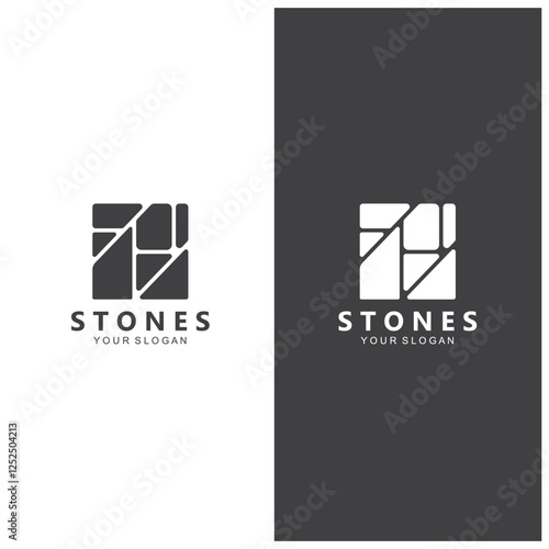 Home Stone Logo  zenstone  balance stone logo with Geometric Arch Design