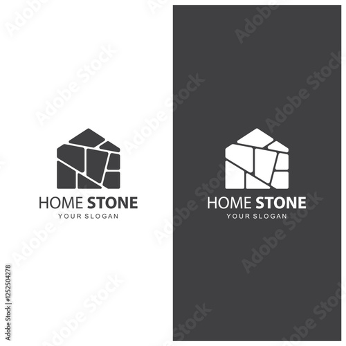 Home Stone Logo  zenstone  balance stone logo with Geometric Arch Design