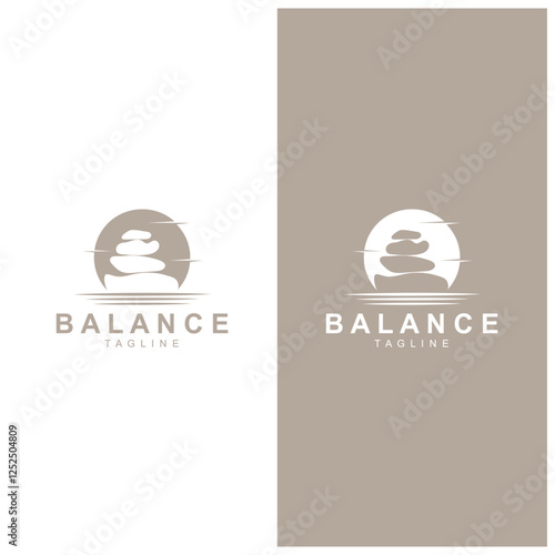 Home Stone Logo  zenstone  balance stone logo with Geometric Arch Design