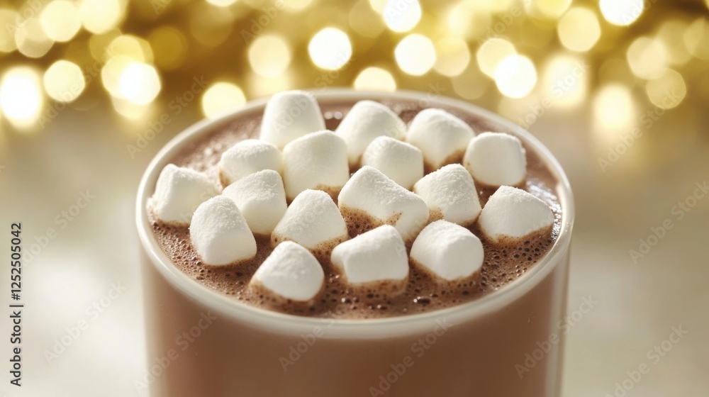 Warm Hot Chocolate with Marshmallows in Cozy Holiday Setting Warm Hot Chocolate with Marshmallows in Cozy Holiday Setting