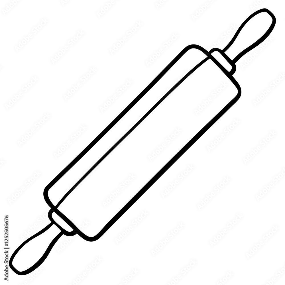 Classic Rolling Pin Line Drawing Classic Rolling Pin Line Drawing