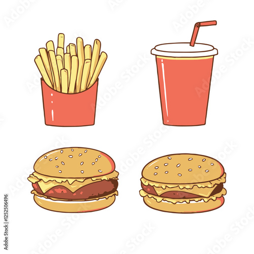 fast food clipart hamburger and fries with drink