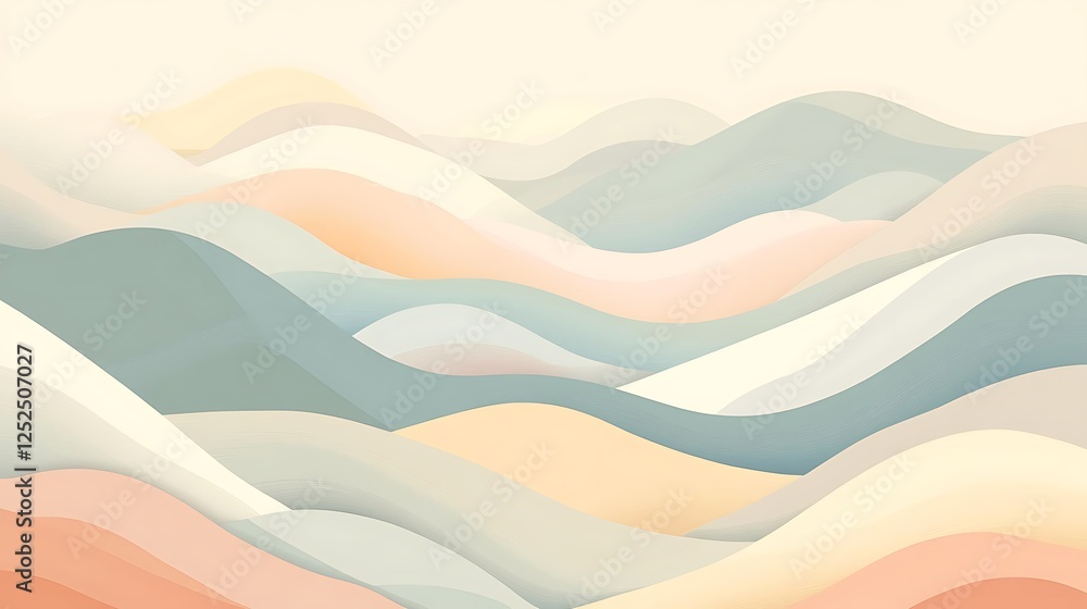 Abstract Pastel Landscape of Rolling Hills Abstract Pastel Landscape of Rolling Hills