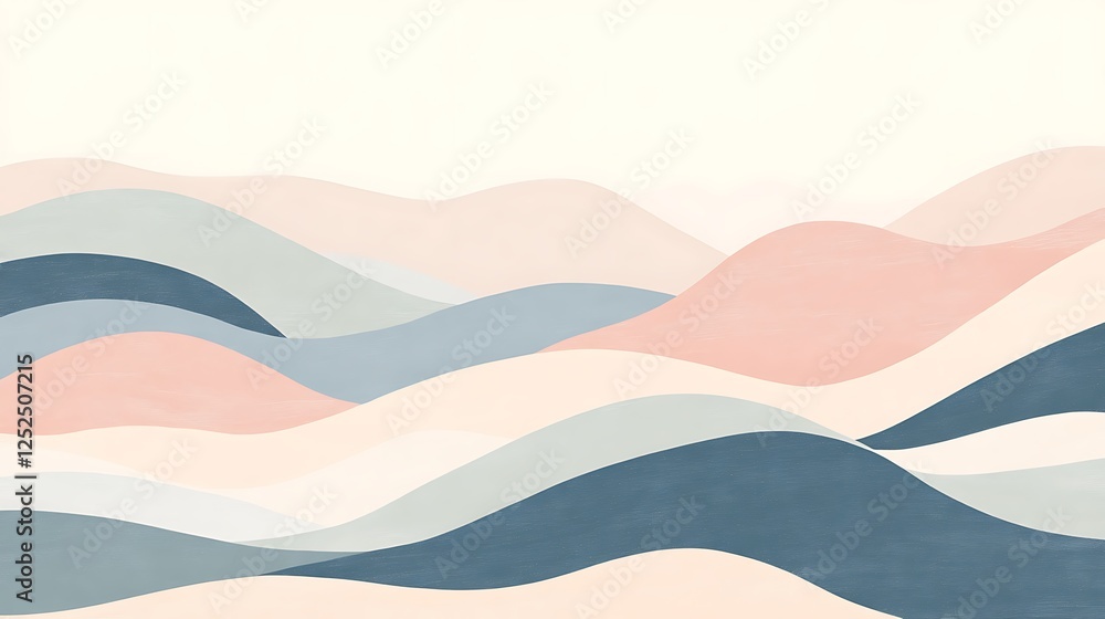 Abstract Pastel Hillscape Soft Color Waves Abstract Pastel Hillscape Soft Color Waves