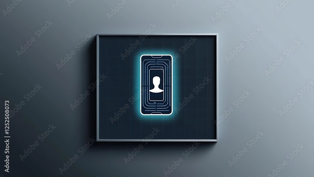Minimalist biometric UI with glowing personal identification grid and user silhouette, dark gradient background, futuristic and professional vibe
Minimalist biometric UI with glowing personal identification grid and user silhouette, dark gradient background, futuristic and professional vibe
