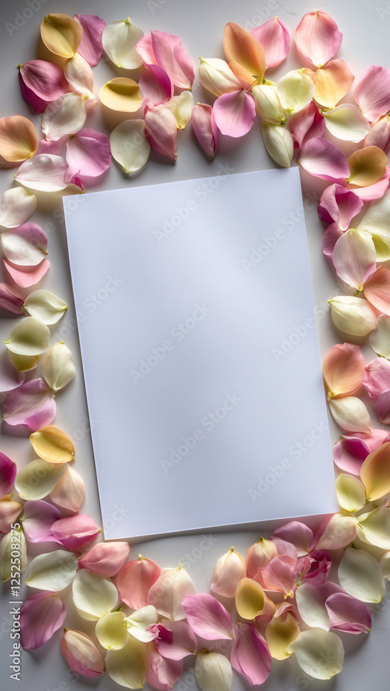 Romantic Pink Peach Rose Petals Creating a Heart Shape Around Blank White Paper on a Clean Minimal Surface for Wedding or Love Celebration Ideas Romantic Wallpaper Background Idea Inspiration Romantic Pink Peach Rose Petals Creating a Heart Shape Around Blank White Paper on a Clean Minimal Surface for Wedding or Love Celebration Ideas Romantic Wallpaper Background Idea Inspiration