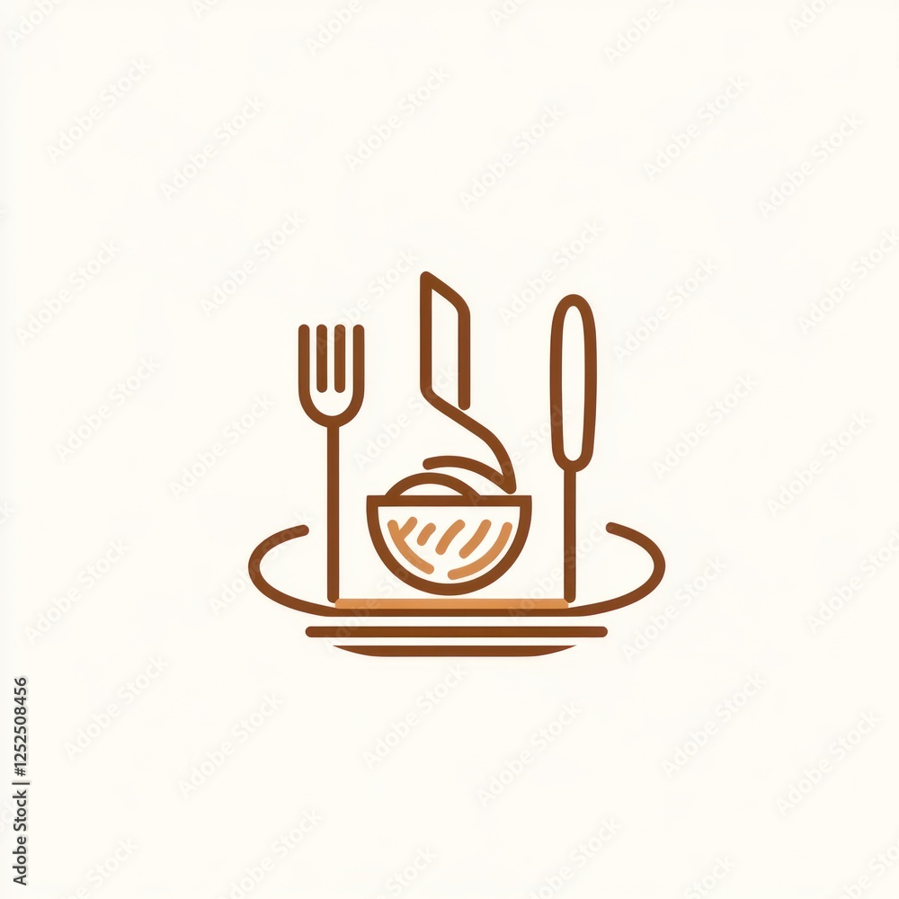 Simple logo, food, fork, knife, spaghetti, bowl, plate, restaurant Simple logo, food, fork, knife, spaghetti, bowl, plate, restaurant