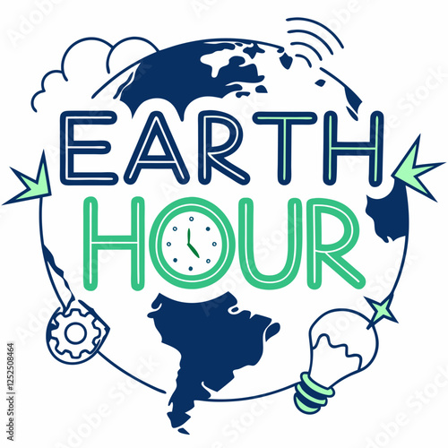 EARTH HOUR silhouette vector illustration