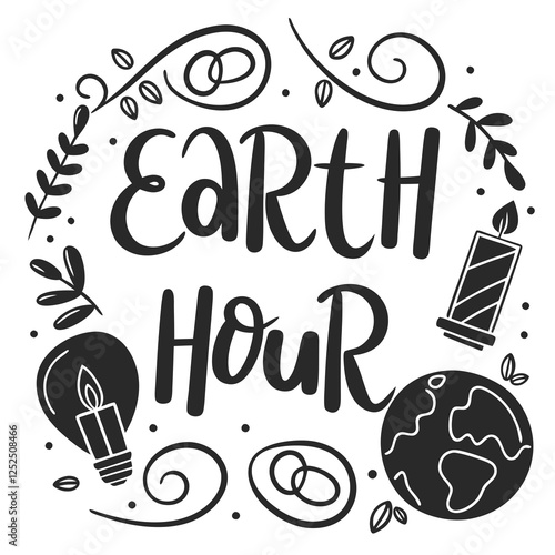 EARTH HOUR silhouette vector illustration
