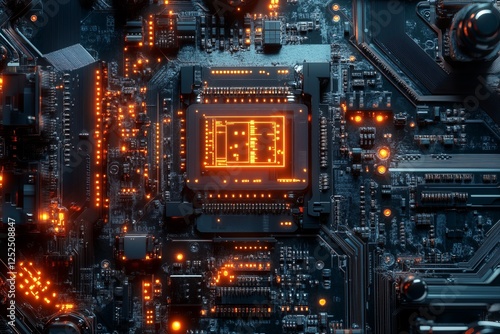 Wallpaper Mural A computer chip with a glowing screen. Background Isolate of teachnology. Torontodigital.ca