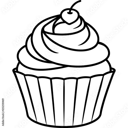 Cupcake-Themed Vector Line Art Creations