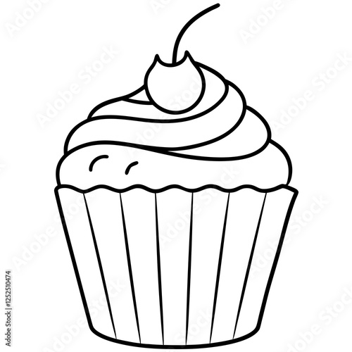 Cupcake-Themed Vector Line Art Creations