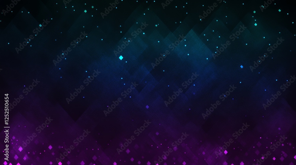 Obraz premium Abstract Geometric Background with Diamonds Sparkle Effects in Dark Blue and Purple Tones.