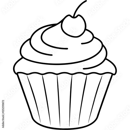 Cupcake-Themed Vector Line Art Creations