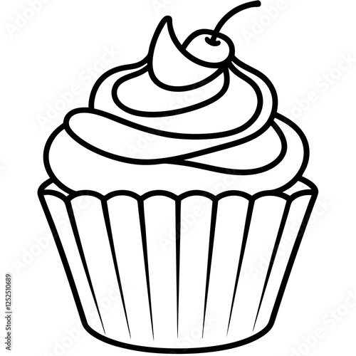 Cupcake-Themed Vector Line Art Creations