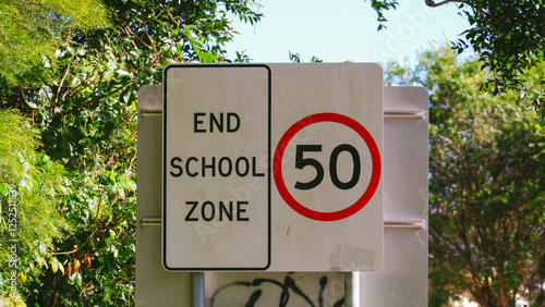 End of school zone sign in Australia
