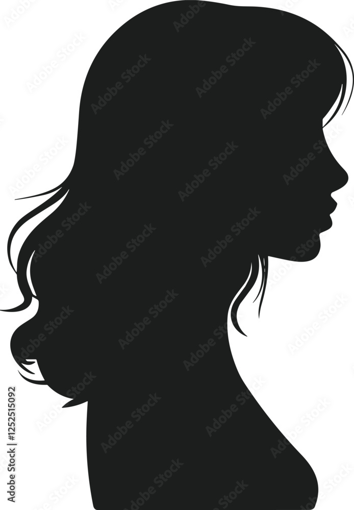 Elegant Female Silhouette with Wavy Hair - Stylish Vector Illustration Elegant Female Silhouette with Wavy Hair - Stylish Vector Illustration