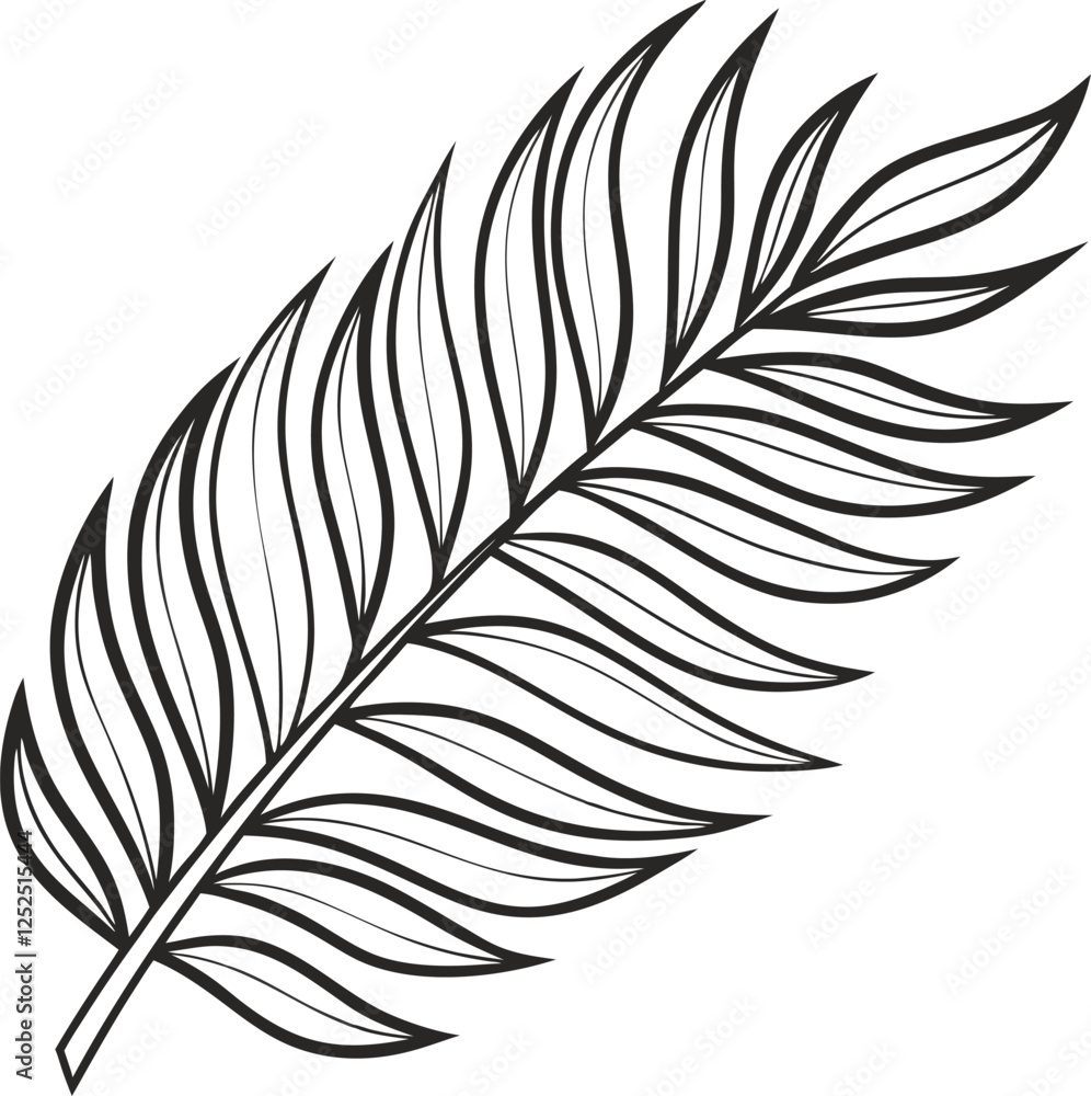 Obraz premium Elegant Line Art Palm Leaf Tropical Botanical Illustration Design
