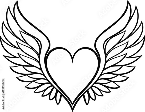 Heart with Wings Tattoo Design, Love, Freedom, Flight, Art