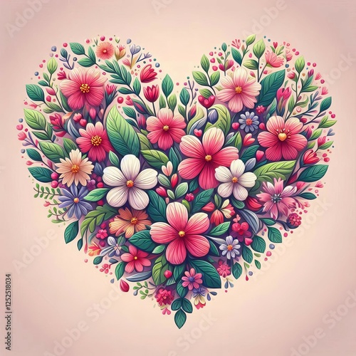 Floral Heart A heart composed of flowers and leaves representing