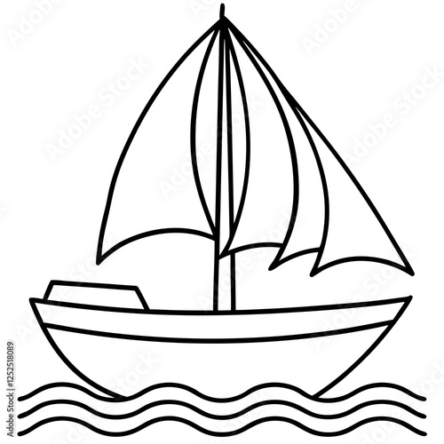 Whimsical paper boat sailing against minimalist background with copy space photo