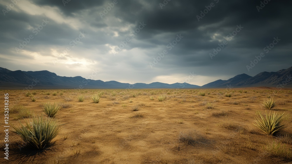 Naklejka premium Desert Landscape with Stormy Sky