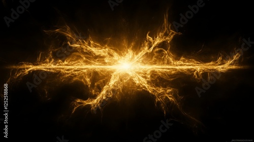 Burst of Golden Energy Abstract Design Background with Light and Radiant Rays of Energy and Glow.