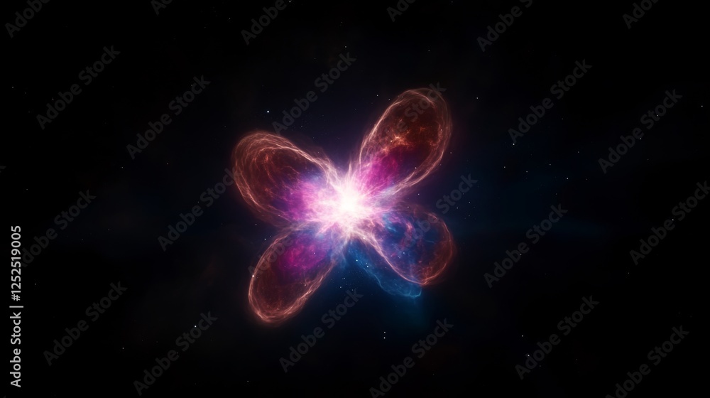 Butterfly Shaped Nebula Illuminating the Infinite Cosmos with Celestial Brightness and Light Show. Butterfly Shaped Nebula Illuminating the Infinite Cosmos with Celestial Brightness and Light Show.