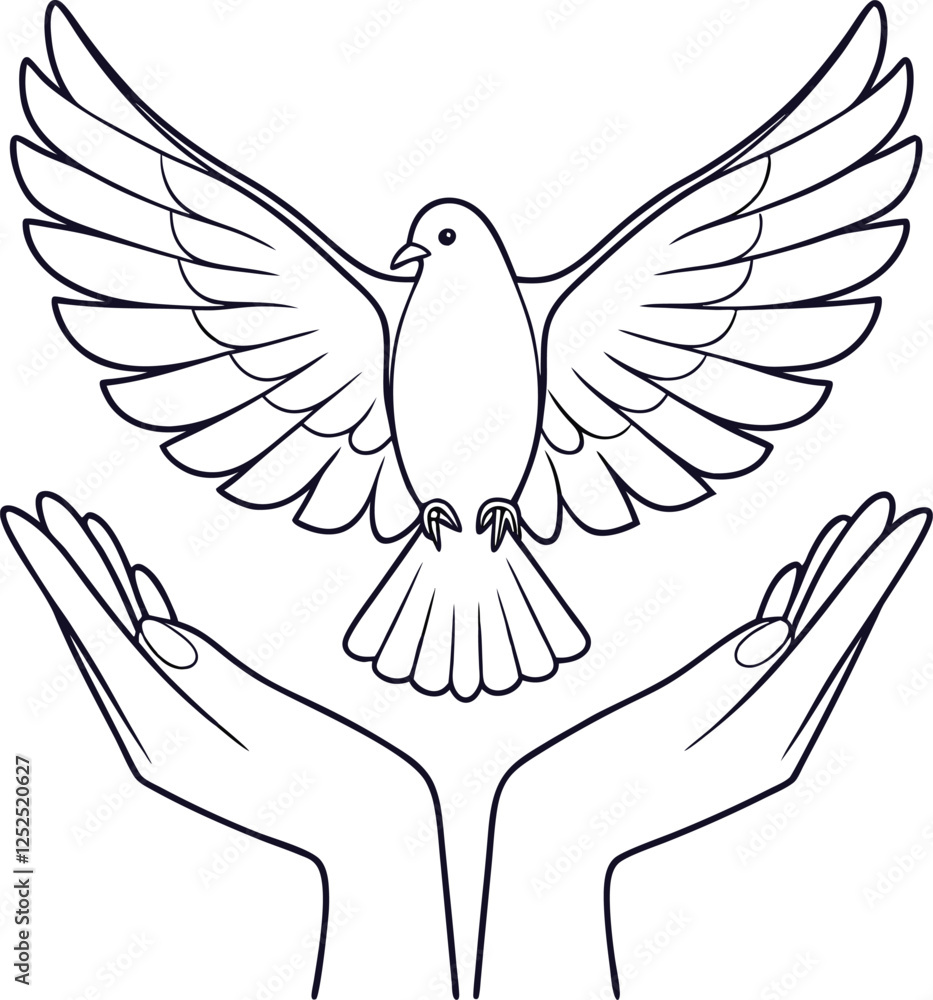 Obraz premium Dove of Peace, Symbol of Hope, Held in Caring Hands