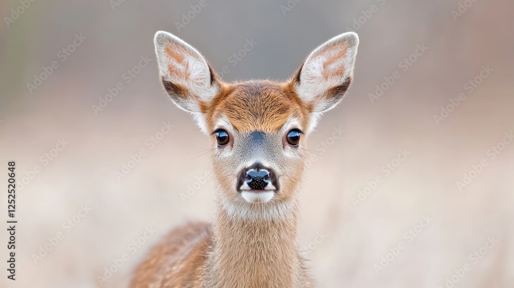 Young deer portrait, winter forest, calm gaze, wildlife nature Young deer portrait, winter forest, calm gaze, wildlife nature