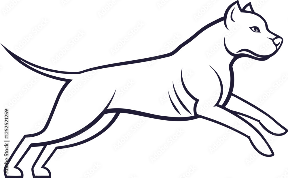 Fototapeta premium Powerful American Pit Bull Terrier Dog Breed Line Art