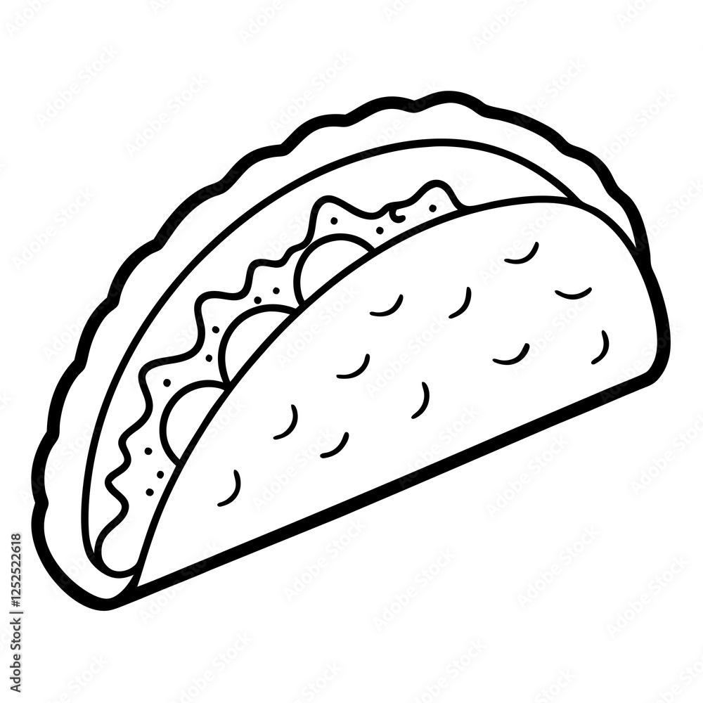 Elegant Taco Line Drawing Vector Style Elegant Taco Line Drawing Vector Style