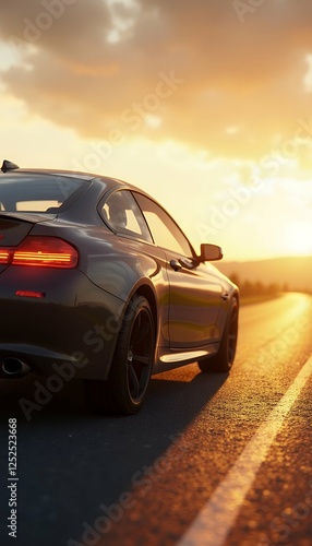 3d sun rides car meet auto 3d render sedan concept advertising products road car road speed auto automobile fast vehicle motion luxury driving sport sky transportation travel drive highway red blue