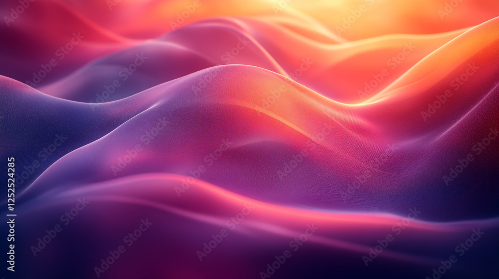 Obraz premium Abstract Purple Orange Flowing Waves Digital Art Background Color Style Image Fluid Design Smooth 