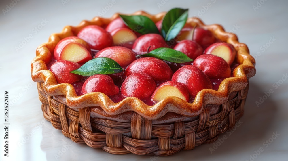 apple pie 3d render icon isolated on white background apple pie 3d render icon isolated on white background