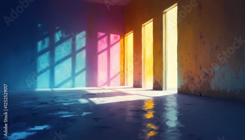 Prismatic Interiors  An Abstract Study of Light  Shadow  and Color Saturation