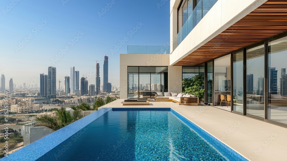 Luxury Infinity Pool with City Skyline View Luxury Infinity Pool with City Skyline View