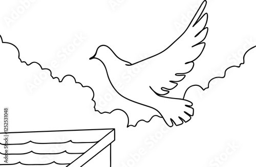 Dove Flying Over Water, Clouds, Peace, Hope, Biblical, Symbolism, Freedom, Serenity, Purity, Noahs A