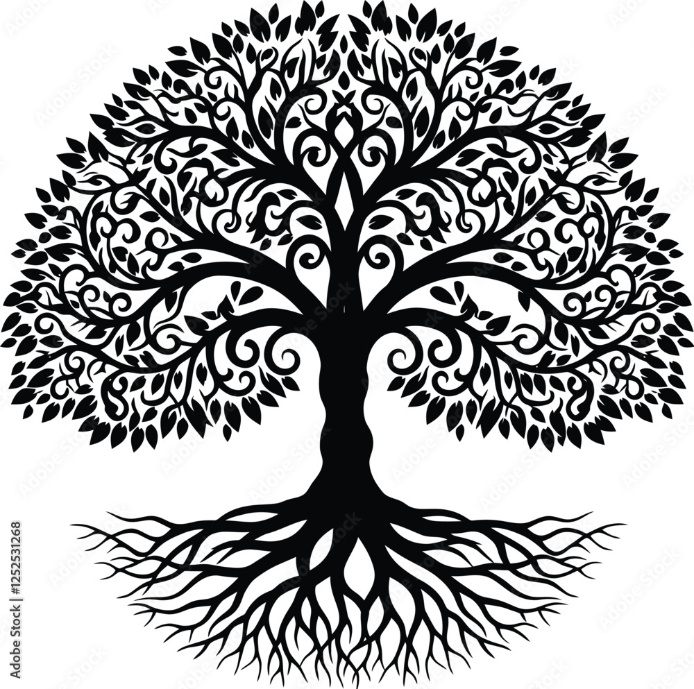Obraz premium Roots of Power This powerful image symbolizes strength wisdom and interconnectedness depicted as a sprawling tree with intricate roots