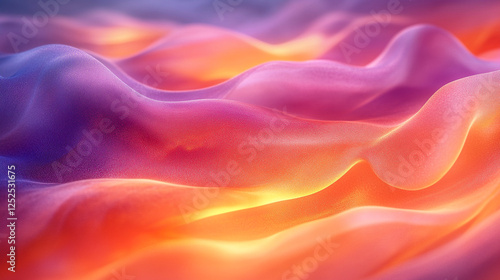 Abstract Purple Orange Gradient Waves Digital Art Background Texture Red Pink Soft Silk Color Fluid 