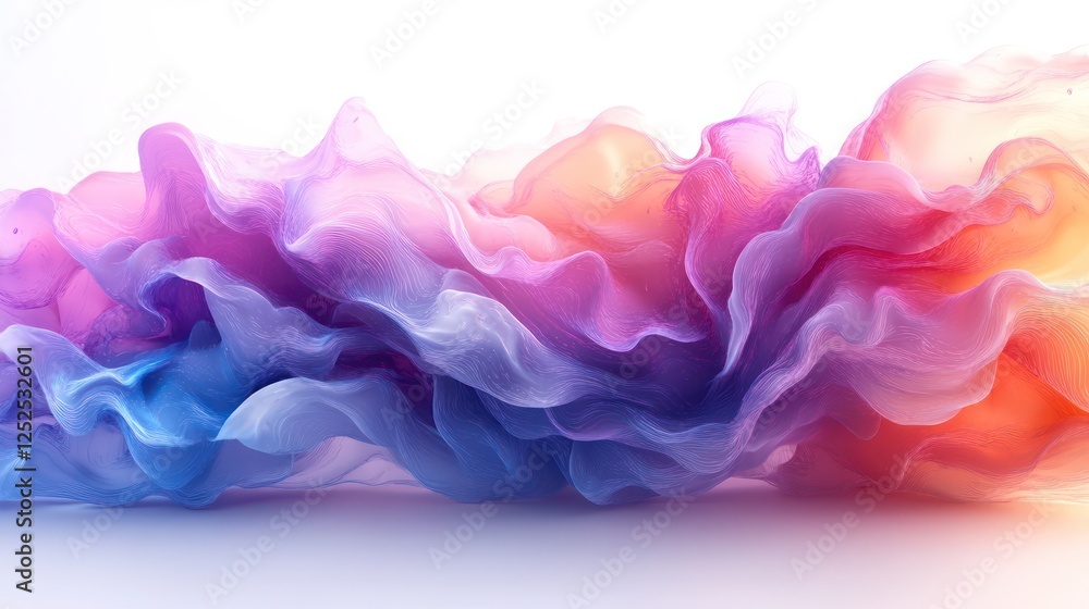 Obraz premium blue pink purple wave fluid holographic Iridescent 3d render abstract isolated on white background
