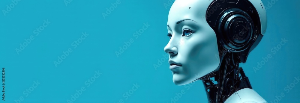 the robot is facing forward and raised his hand up, smiling , household assistants, artificial intelligence, helping a person, light background, free space on the side for text the robot is facing forward and raised his hand up, smiling , household assistants, artificial intelligence, helping a person, light background, free space on the side for text