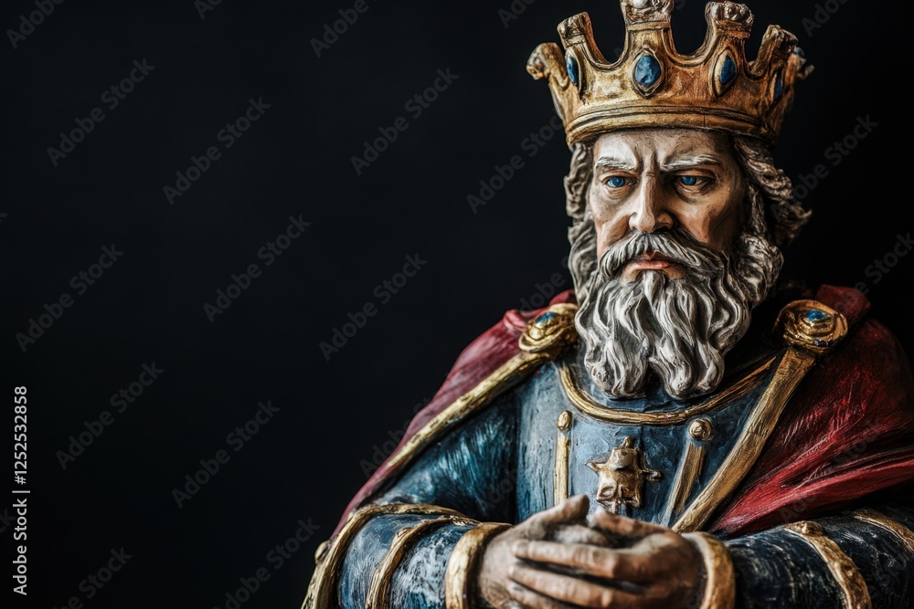 Obraz premium Statue depicts a king adorned with a crown and cape
