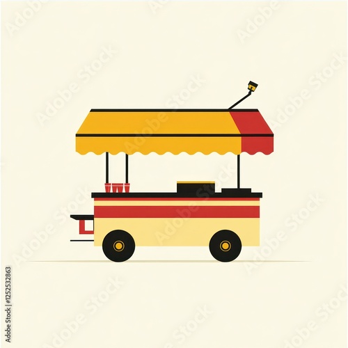 Simple food cart, side view, on light background, for stock photography photo