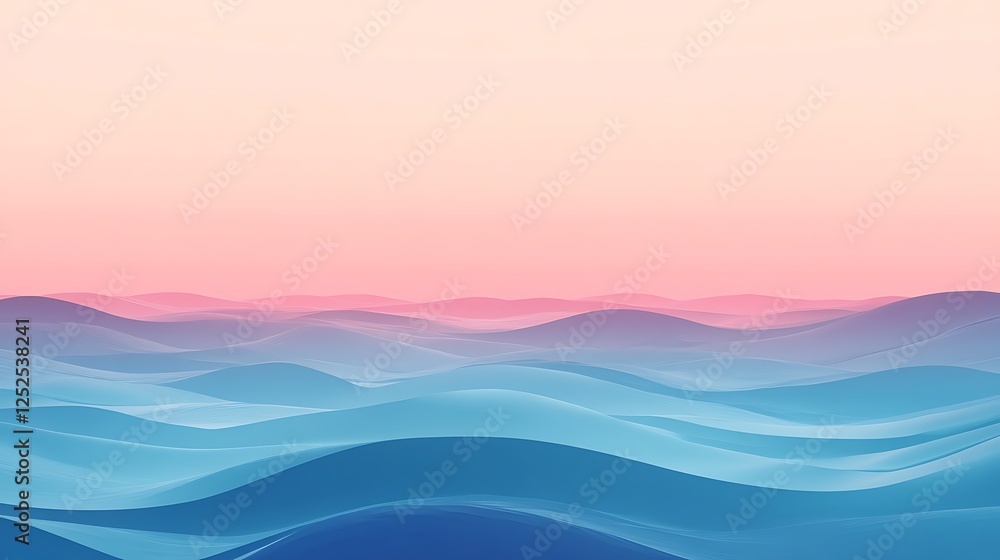 Obraz premium Abstract Pastel Blue and Pink Rolling Hills Landscape