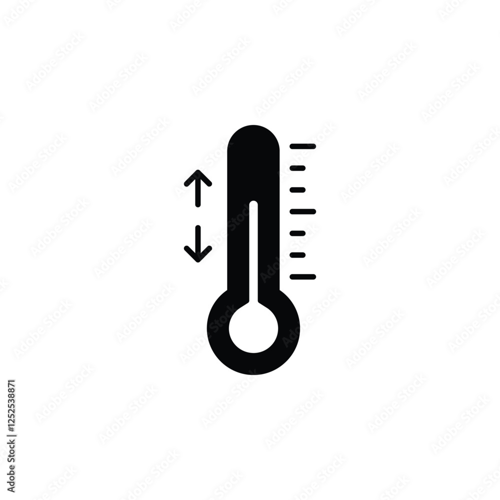 Thermometer vector icon with temperature half scale for weather or medicine Thermometer vector icon with temperature half scale for weather or medicine