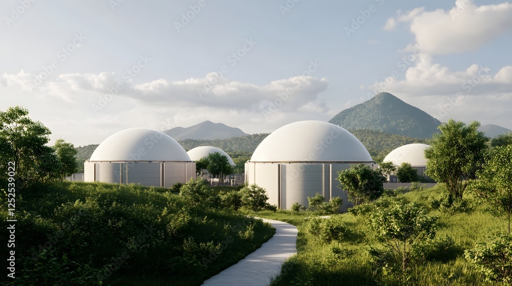 Obraz premium Futuristic Recycling Plant Transforming Waste Materials into New Resources for Circular Economy
