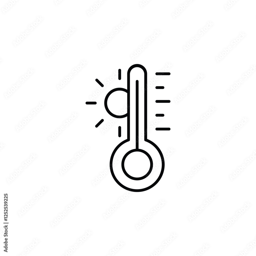 Thermometer vector icon with temperature half scale for weather or medicine Thermometer vector icon with temperature half scale for weather or medicine